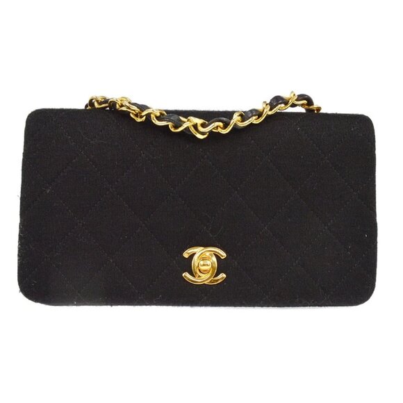 Chanel Black Cotton Turnlock Mini Full Flap Shoulder Bag - Picture 1 of 7